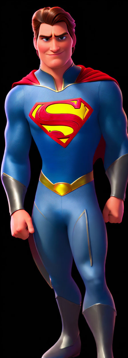 Superman 3D Animated Standing Confidently in Iconic Blue Costume