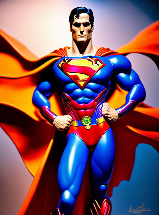 Colorful Superman illustration with iconic costume and cape