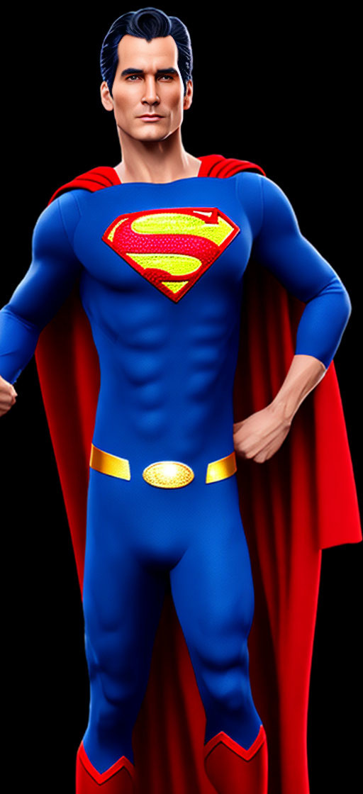 Superman illustration in iconic blue suit with red cape