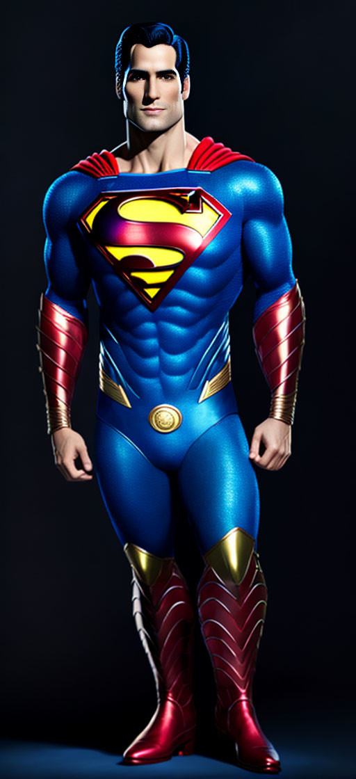 Superman digital artwork in blue and red costume