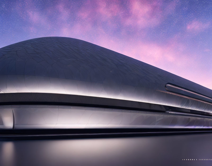 Sleek dome-like architectural structure under twilight sky