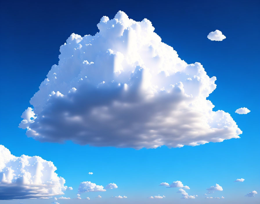 Fluffy Cumulus Clouds in Clear Blue Sky