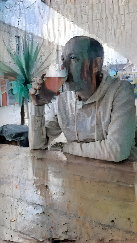 guy with beer at table