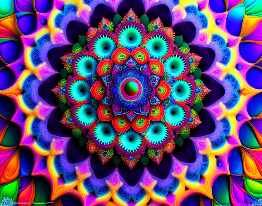 Colorful Digital Mandala with Psychedelic Patterns