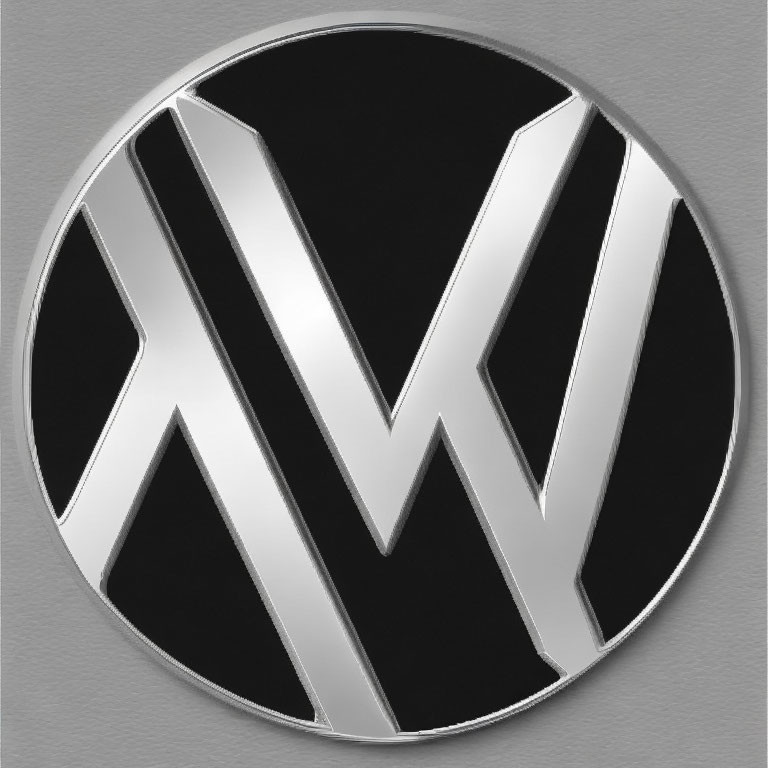 Silver Letter 'W' Emblem on Black Background with Silver Outline