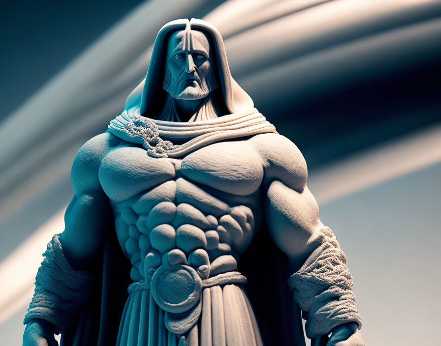 Detailed 3D Model: Stern Male Figure with Cloak & Dramatic Lighting