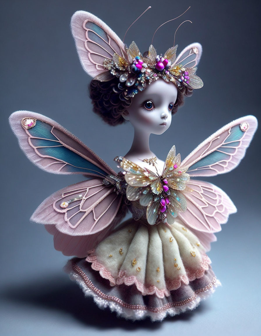 Intricate fairy figurine with detailed wings and jeweled adornments