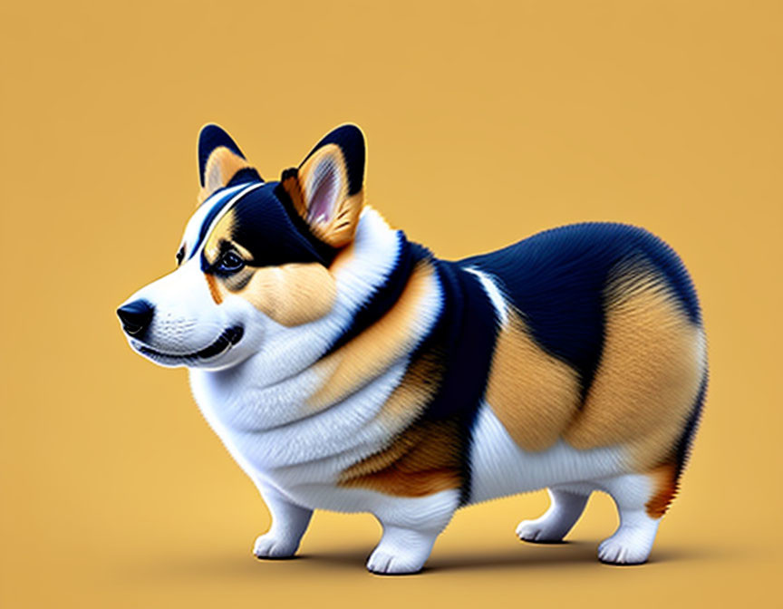 Exaggerated corgi digital art with vibrant colors