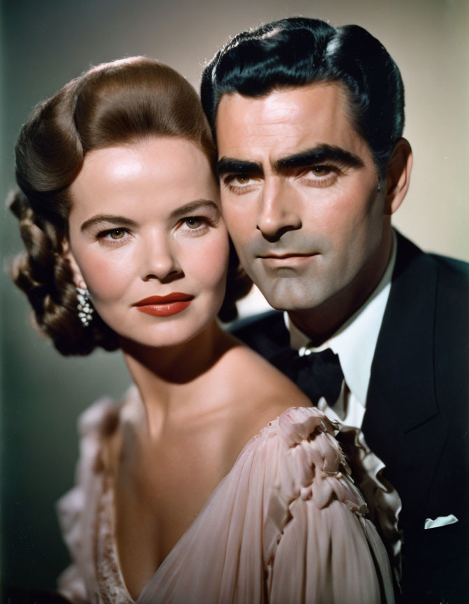 Vintage Studio Portrait: Woman in Light Dress, Man in Dark Suit