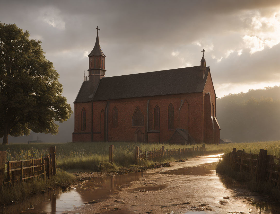 church built in an english village