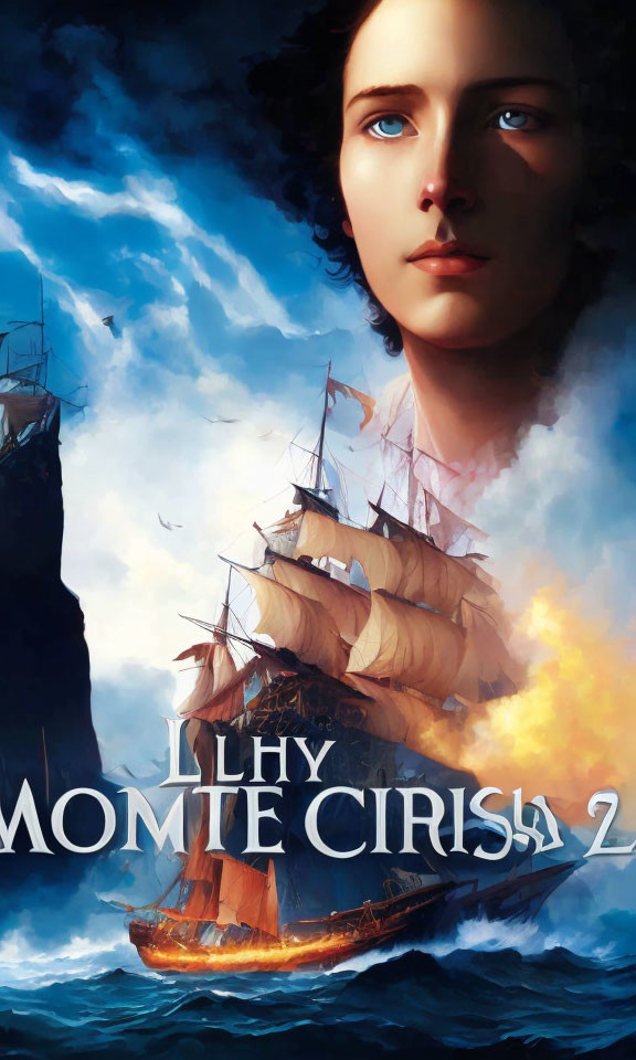 Sailing Ship on Fire in Rough Seas with Woman's Face - L'HY MOMETE C