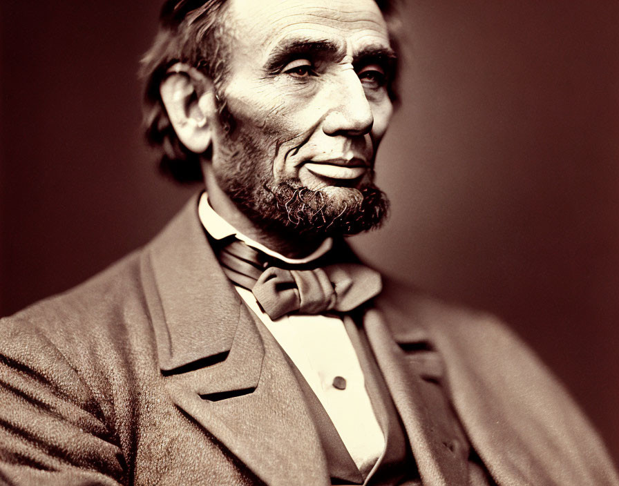 Vintage portrait of bearded man in bow tie & 19th-century suit