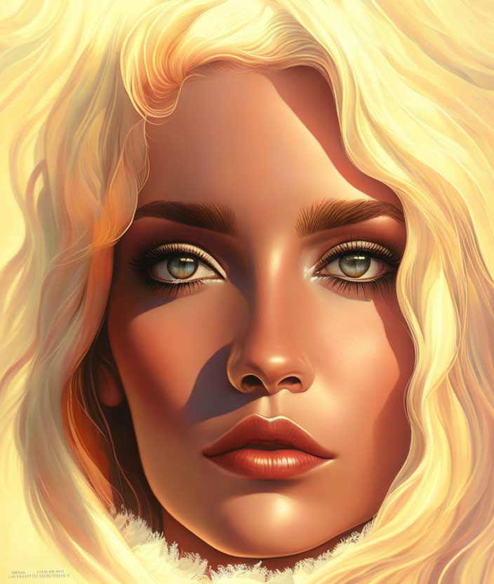 Blonde Woman with Blue Eyes in Dreamy Digital Art