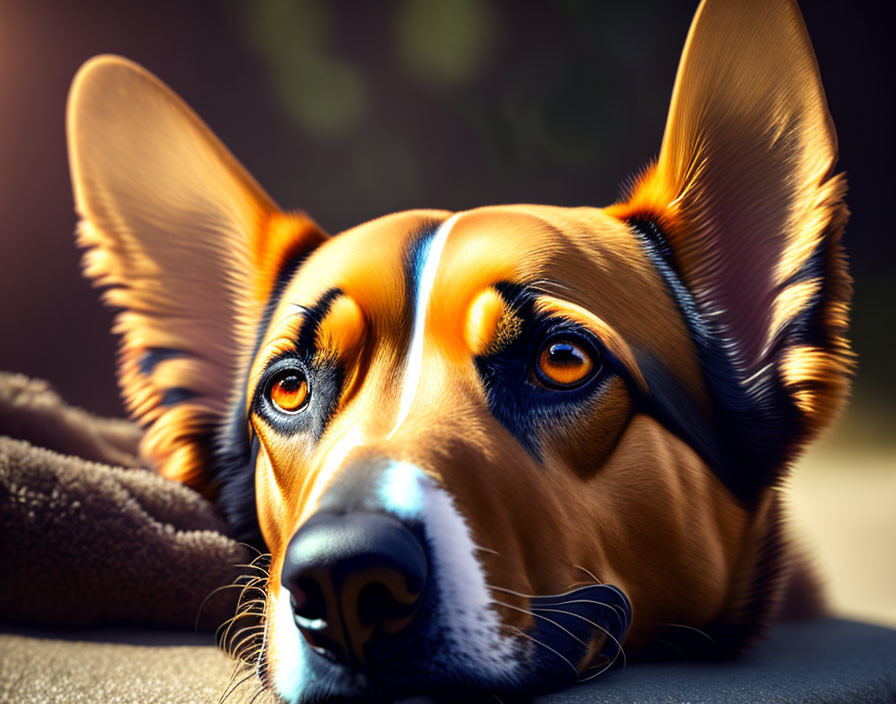 Welsh Corgi with Large Ears and Expressive Eyes in Warm Light