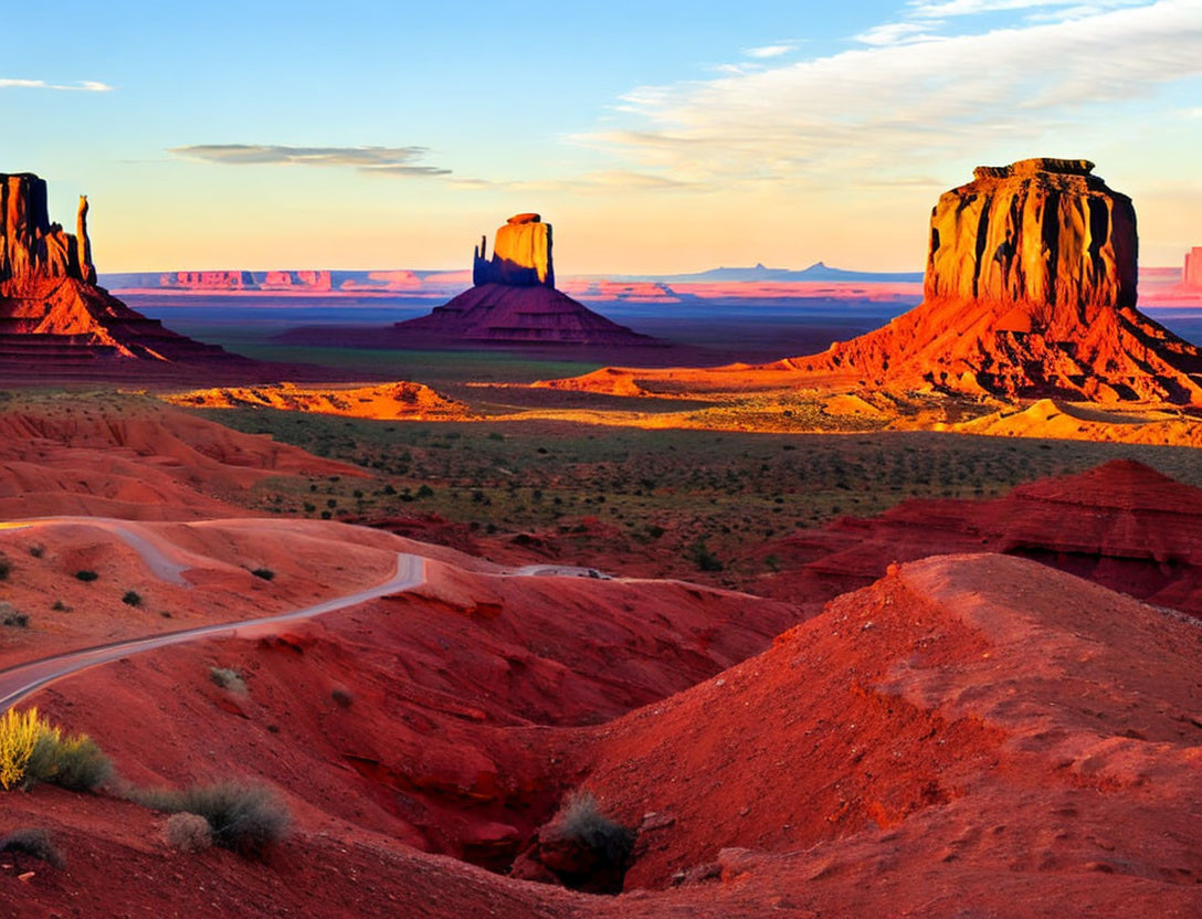 Iconic Monument Valley Buttes at Vibrant Sunset