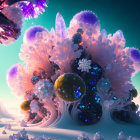 Colorful Alien Landscape with Crystal Formations and Fantastical Flora