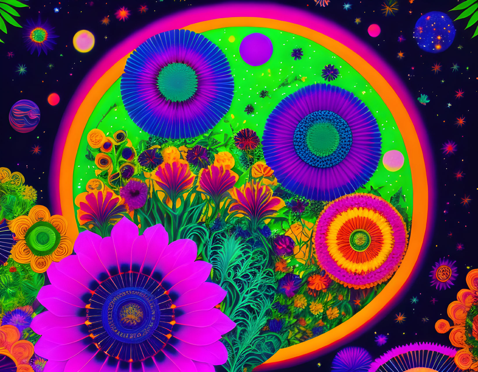 psychedelic neon space wallpaper 