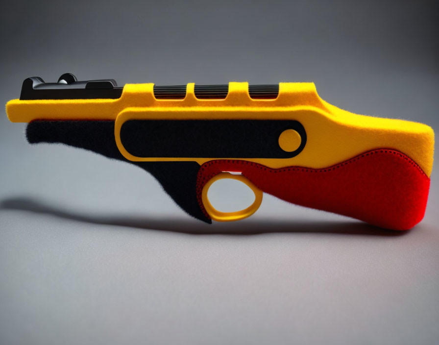 Black, Yellow, and Red Soft Toy Gun with Realistic Design
