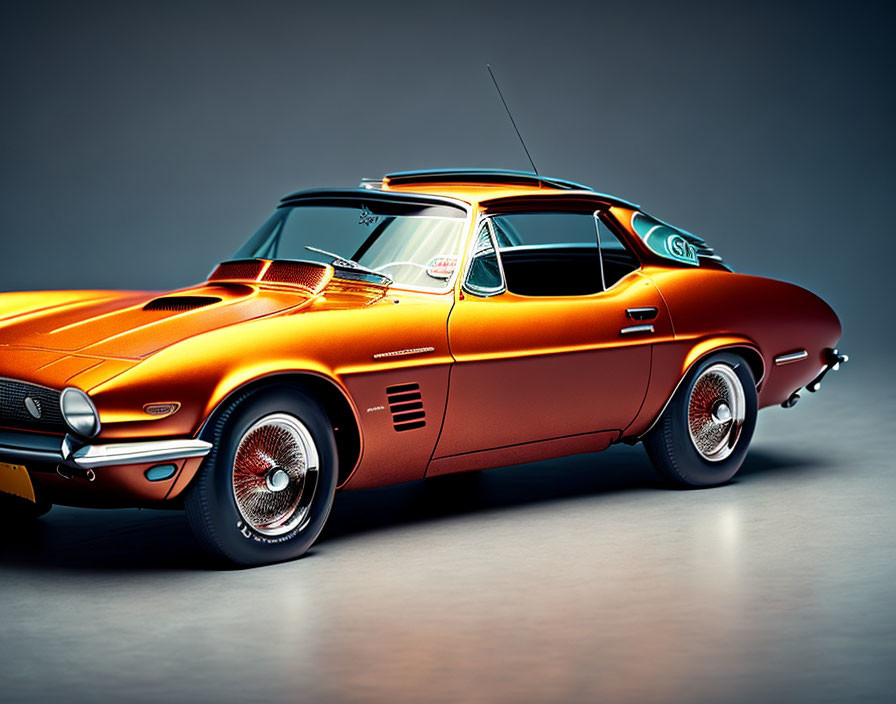 Vintage Orange Sports Car with White Sidewall Tires and Chrome Details