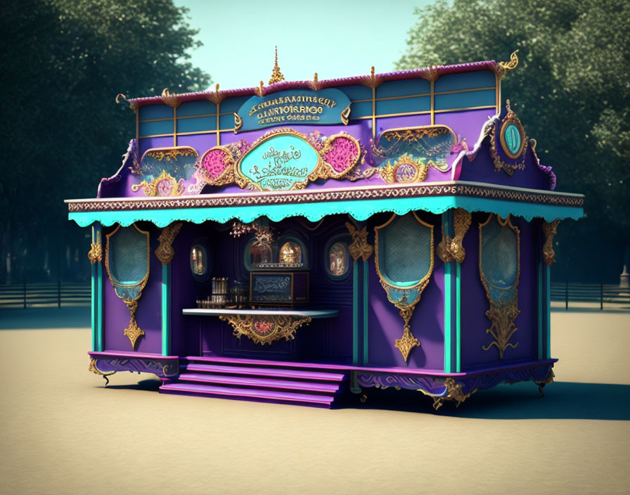 Vintage Carousel Ticket Booth with Elaborate Decorations