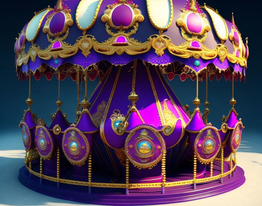 Vibrant Purple and Gold Carousel Digital Rendering