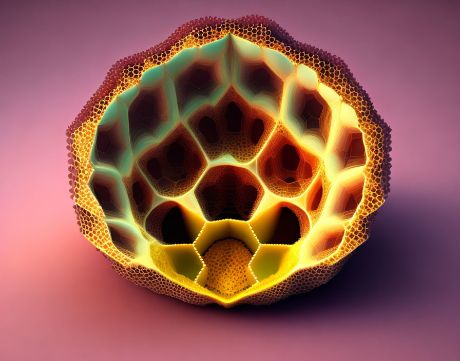 Vibrant 3D abstract illustration of porous cellular structure