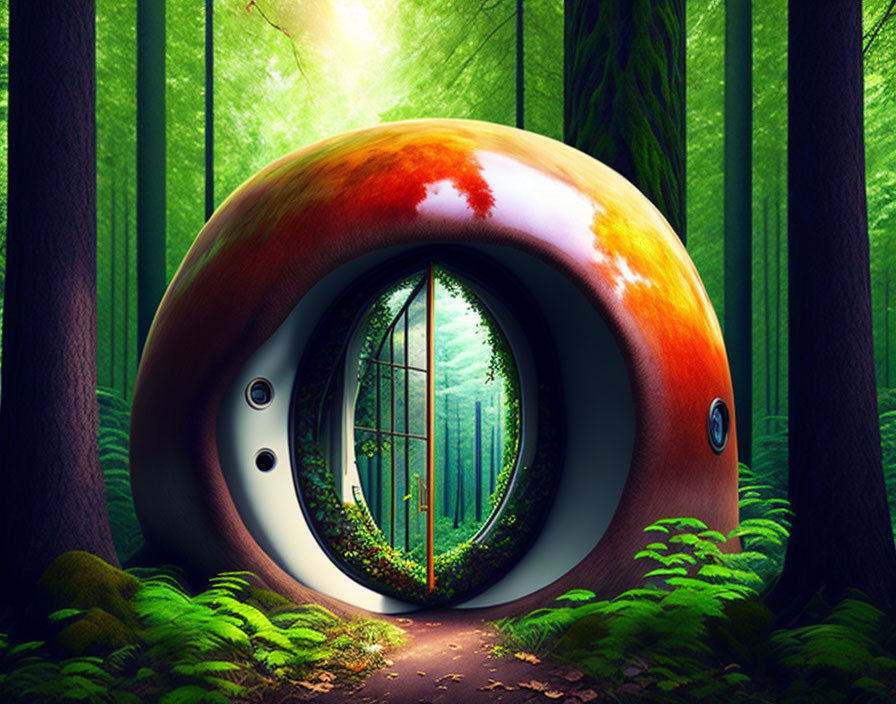 Unique Eyeball-Shaped Structure in Forest Clearing