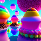 Colorful Whimsical Landscape with Bubble-like Structures