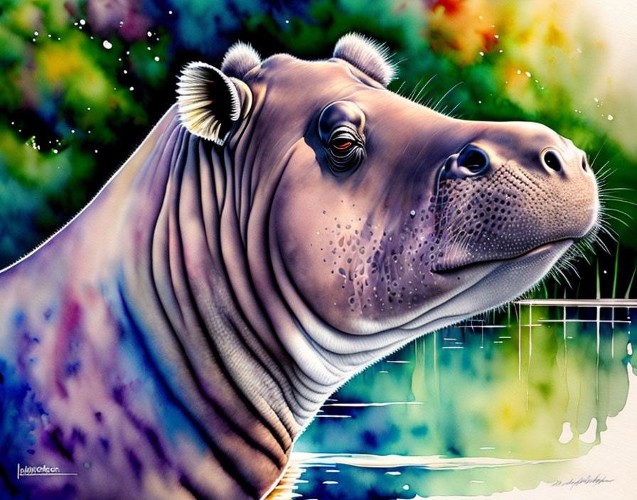 Vibrant abstract background with colorful hippopotamus head