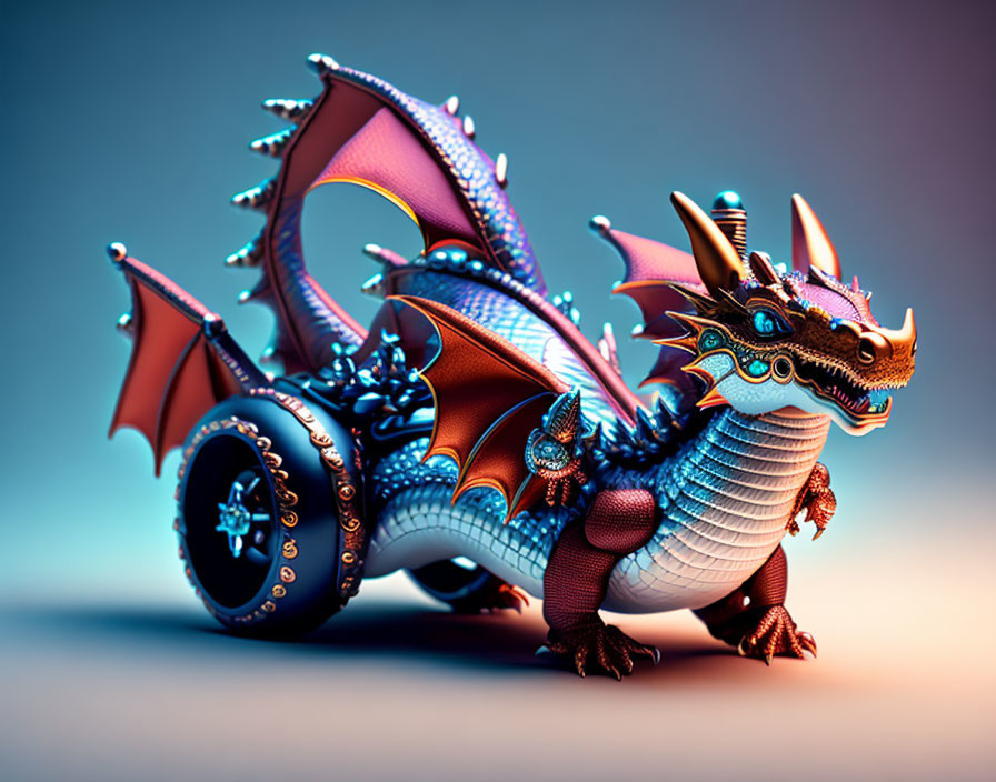 Colorful Dragon Artwork with Blue and Purple Details