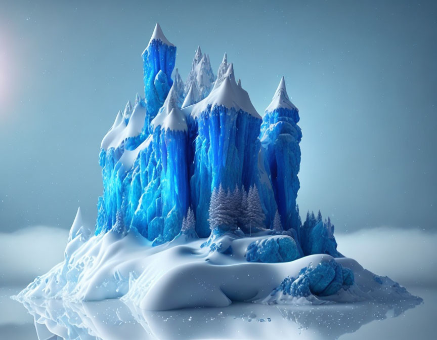 Majestic ice formations in serene winter landscape