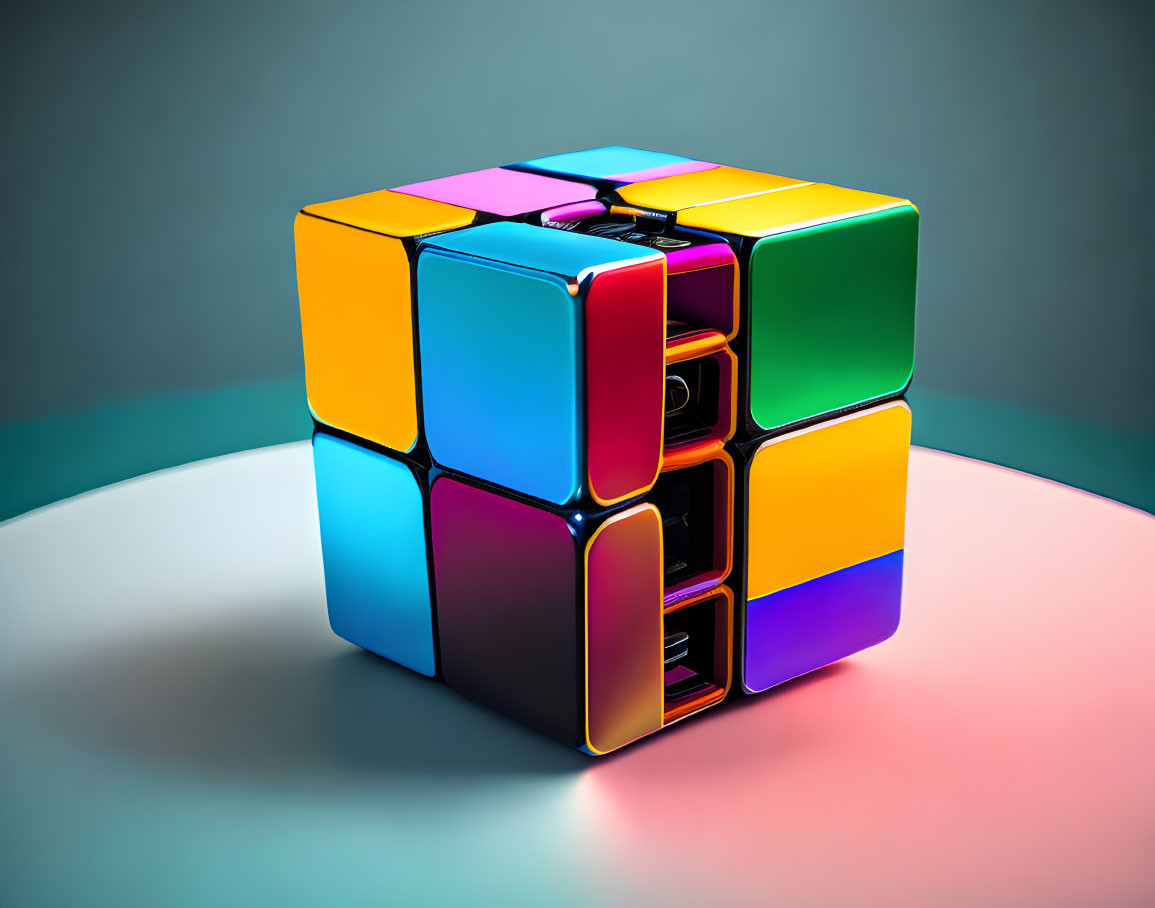 3D-rendered partially solved Rubik's Cube on gradient background