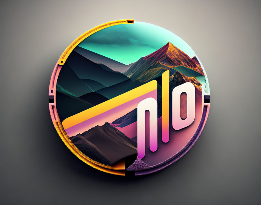 Colorful geometric shapes in abstract circular design with "alo" text