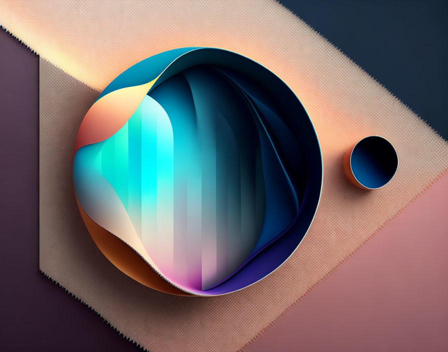 Colorful gradient sphere on textured geometric background