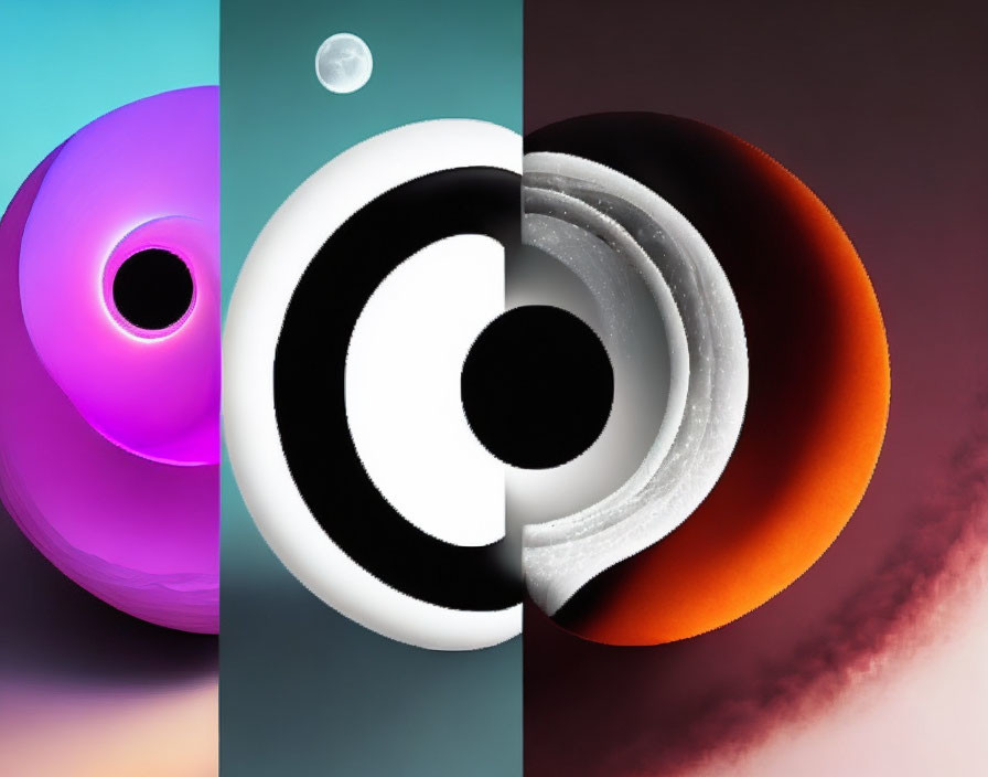 Abstract Quadrants with Color Gradients and Circular Patterns