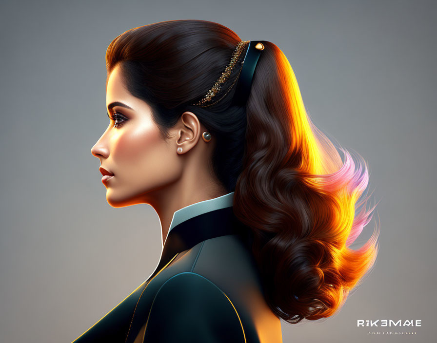 Portrait of a woman with stylish ombré hair and hair clip