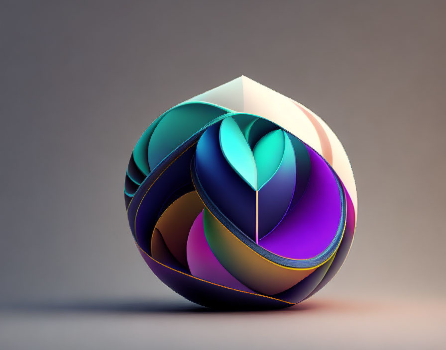 Colorful 3D Rendered Spherical Object on Neutral Background