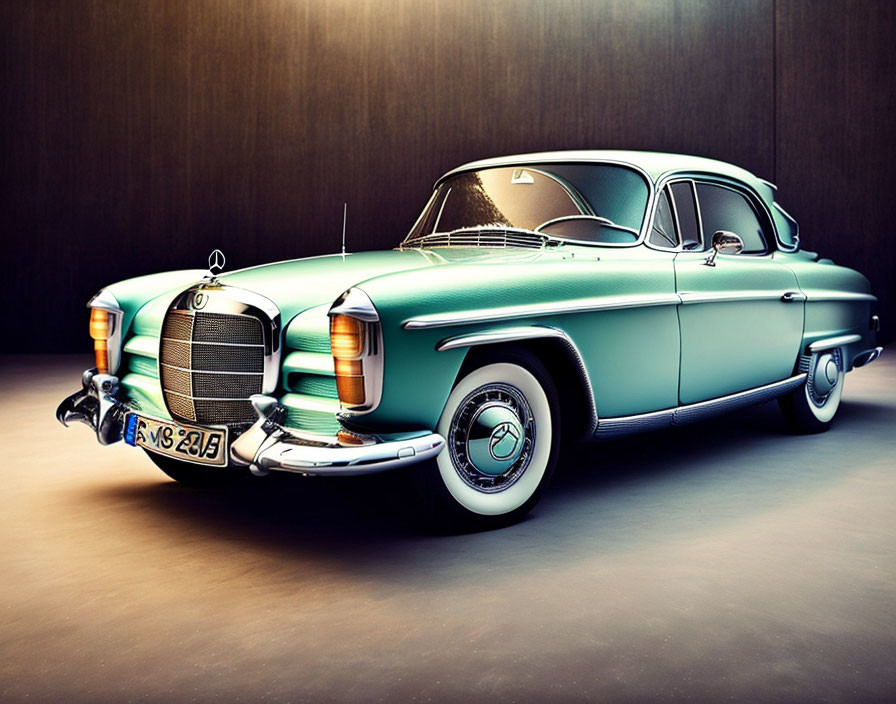 Classic Teal Mercedes-Benz in Studio Setting