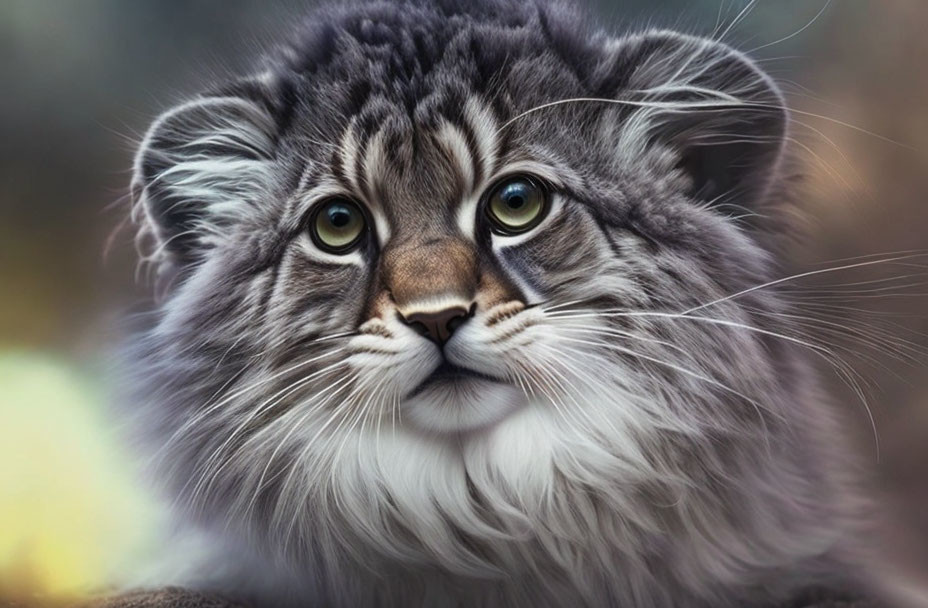 Majestic Pallas's Cat with Green Eyes and Grey Fur