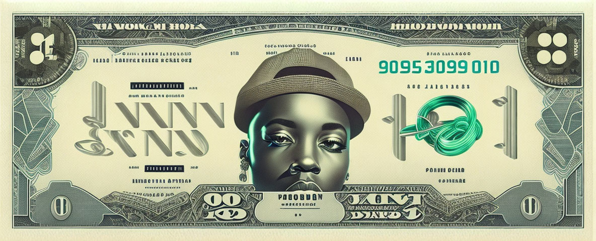 Stylized artwork of African American woman on one-dollar bill