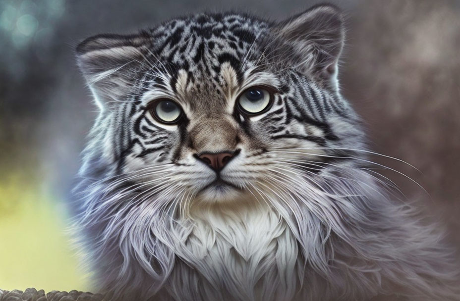 Majestic Manul Cat with Blue Eyes and Unique Fur Coat