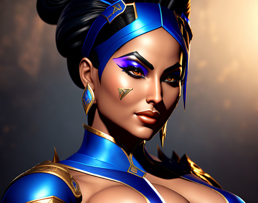 Stylized digital artwork of woman in Egyptian-inspired attire