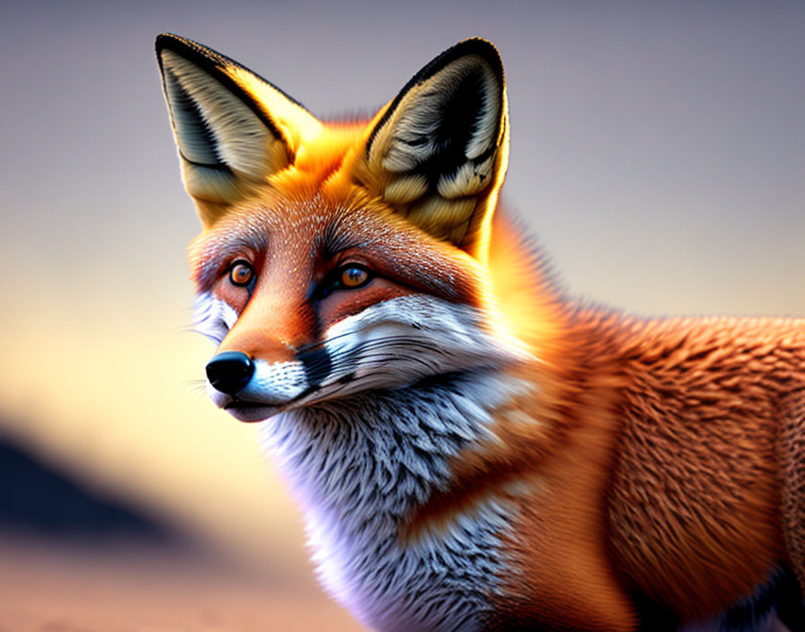 Close-Up of Red Fox with Sharp Eyes and Prominent Ears