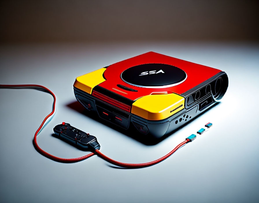 Colorful Portable Game Console with Black, Red, and Yellow Design