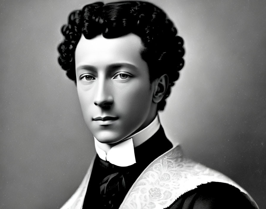 Monochrome portrait of young man in formal attire