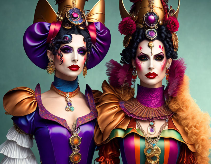 Elaborate Fantasy Makeup and Costumes with Gemstone Accents