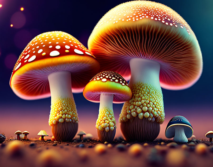 Fantastical Mushrooms Illustration with Vibrant Colors