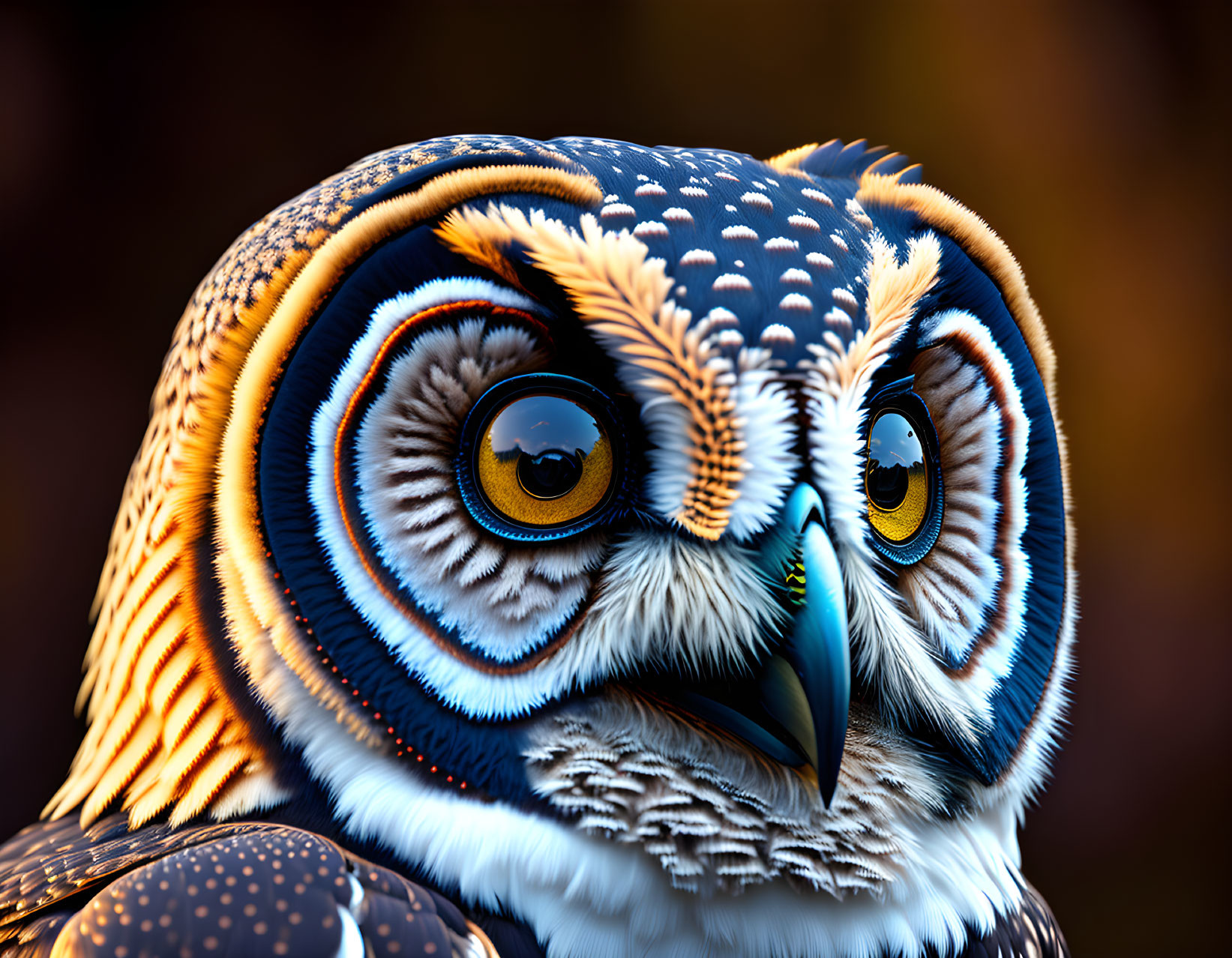 Detailed owl illustration with vibrant colors and intricate feathers.