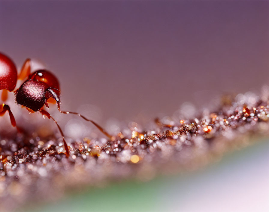 Reddish-Brown Ant with Long Antennae on Textured Surface