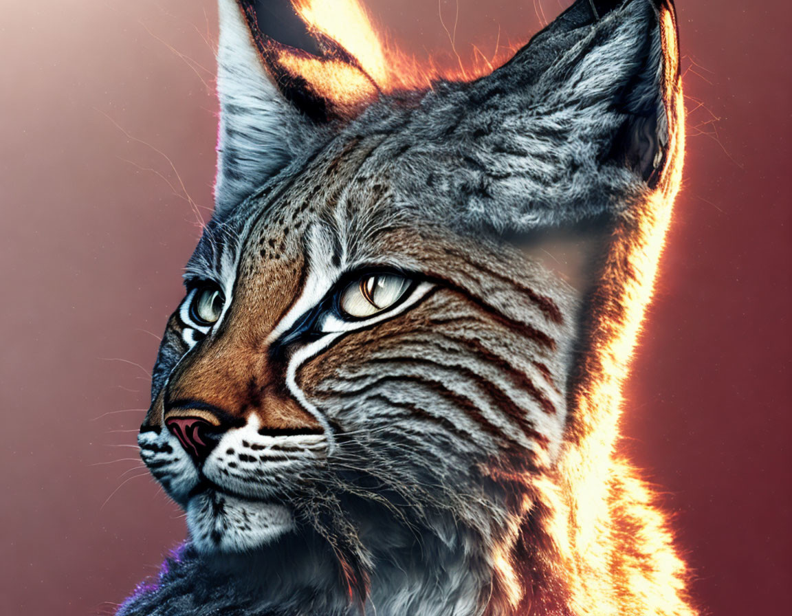 Detailed Lynx Digital Illustration with Intense Eyes and Fiery Outline